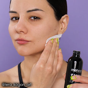 Mehron label close-up highlighting made-in-USA and professional-grade benefit