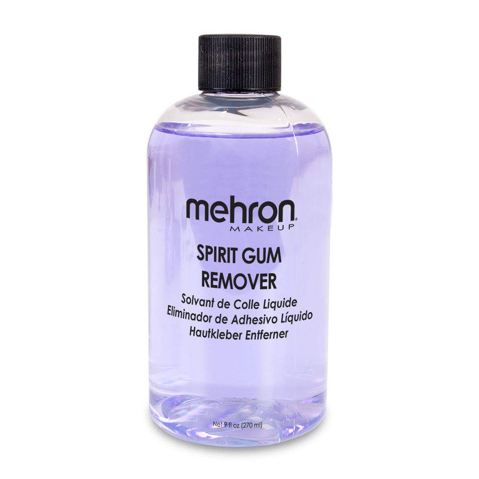 Mehron spirit gum remover front label showing product and professional trust