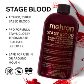 Mehron stage blood applied on prosthetic demonstrating lifelike wound realism