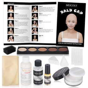 MEICOLY front packaging showing complete bald cap kit and tools for easy setup
