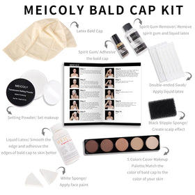 MEICOLY close-up of stretchy latex bald cap texture for realistic scalp finish