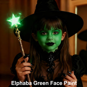 MEICOLY Elphaba green face demo illustrating vivid coverage and detail