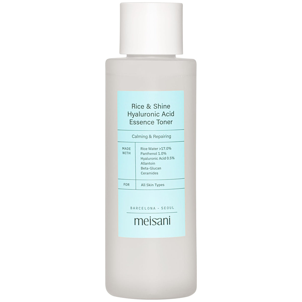 Meisani bottle in hand scale demonstrating 5.07 fl.oz. size for travel convenience