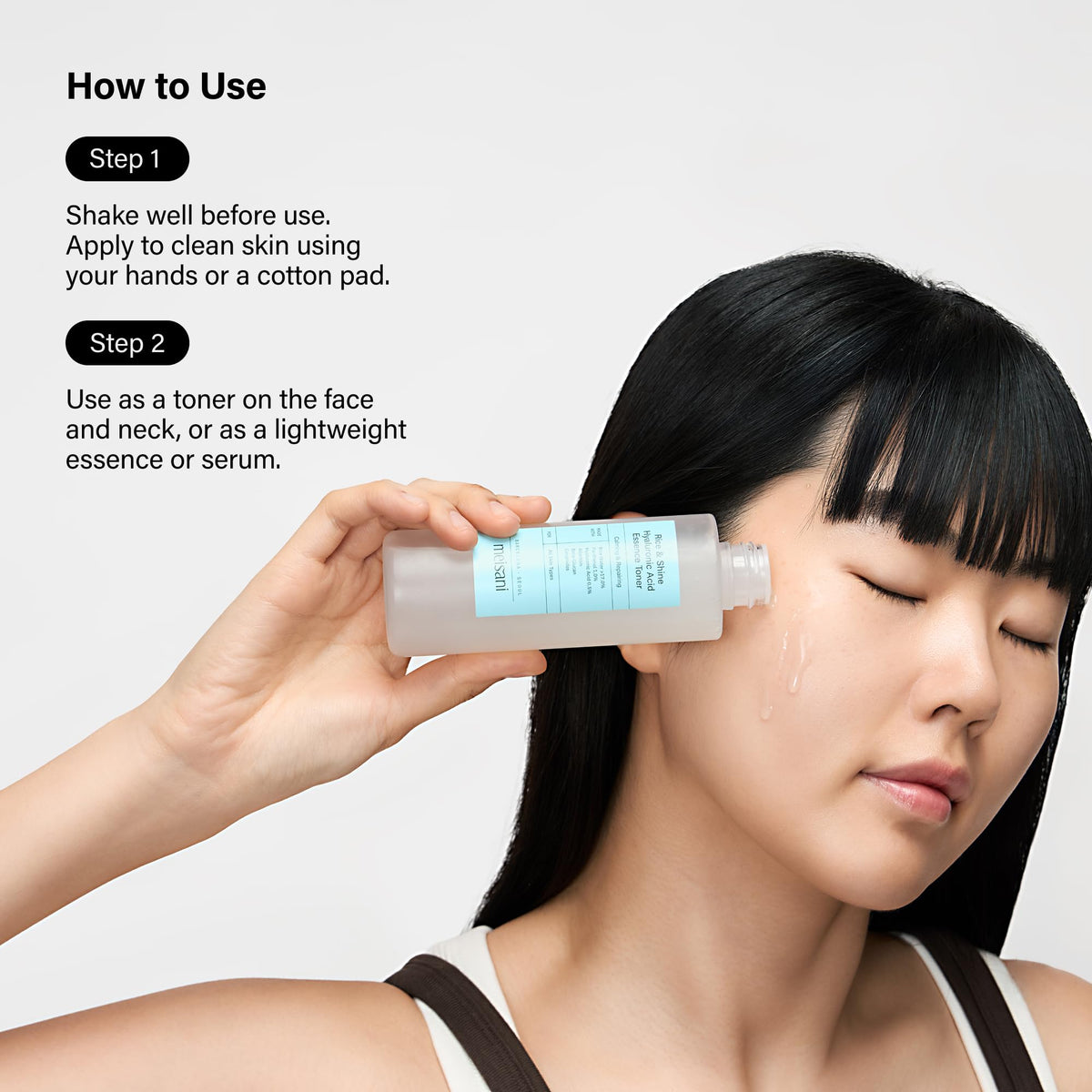 Meisani bottle on vanity lifestyle scene suggesting daily routine and aesthetic appeal