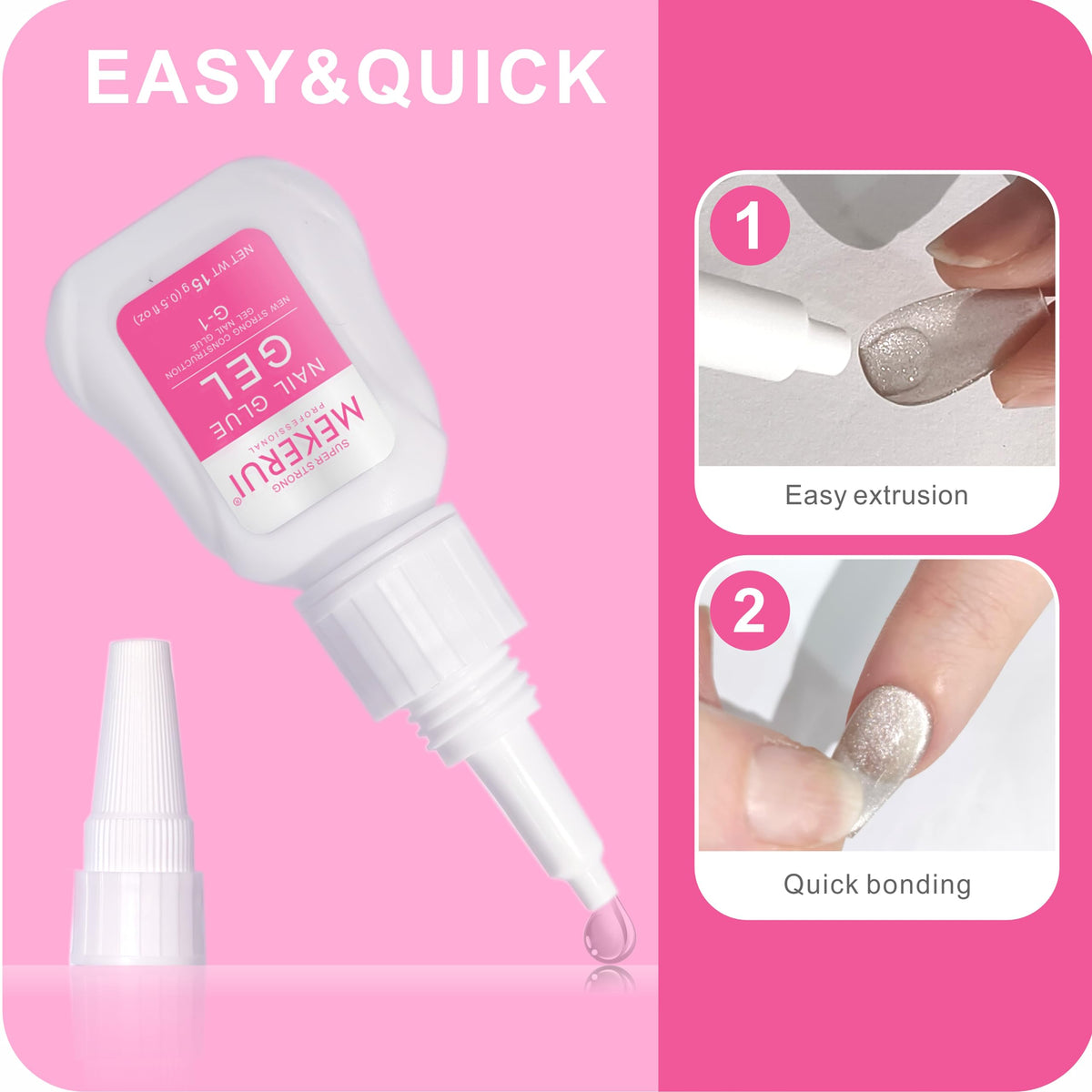 MEKERUI finished manicure lifestyle displaying durable, neat press-on nails