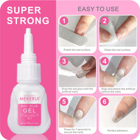 MEKERUI applying press-on nail demonstrating fast air-dry convenience