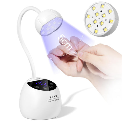 MEKK front view of compact gooseneck lamp showing portable design and fast curing