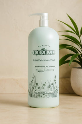 Melaleuca Herbal Shampoo front bottle view showing label and family-size benefit