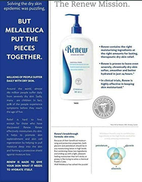 Melaleuca Renew lotion texture close-up highlighting smooth, non-greasy absorption