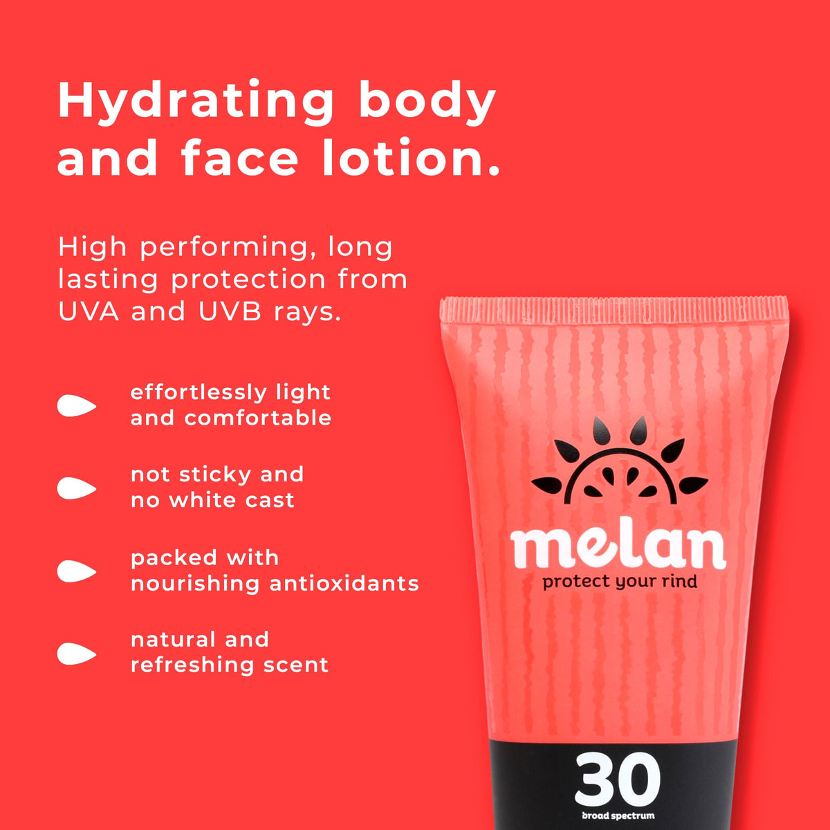 melan tube in hand for size comparison, convenient everyday SPF carry