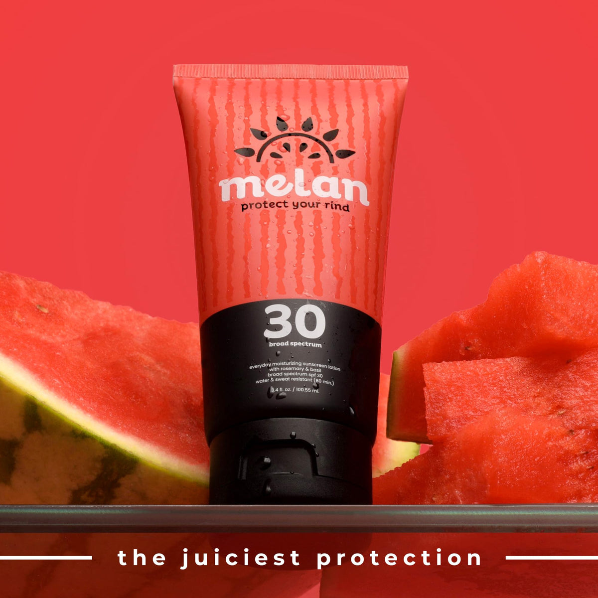 melan lotion texture close-up highlighting lightweight spreadability and hydration