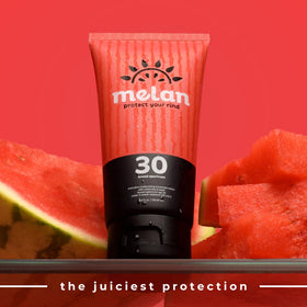 melan lotion texture close-up highlighting lightweight spreadability and hydration