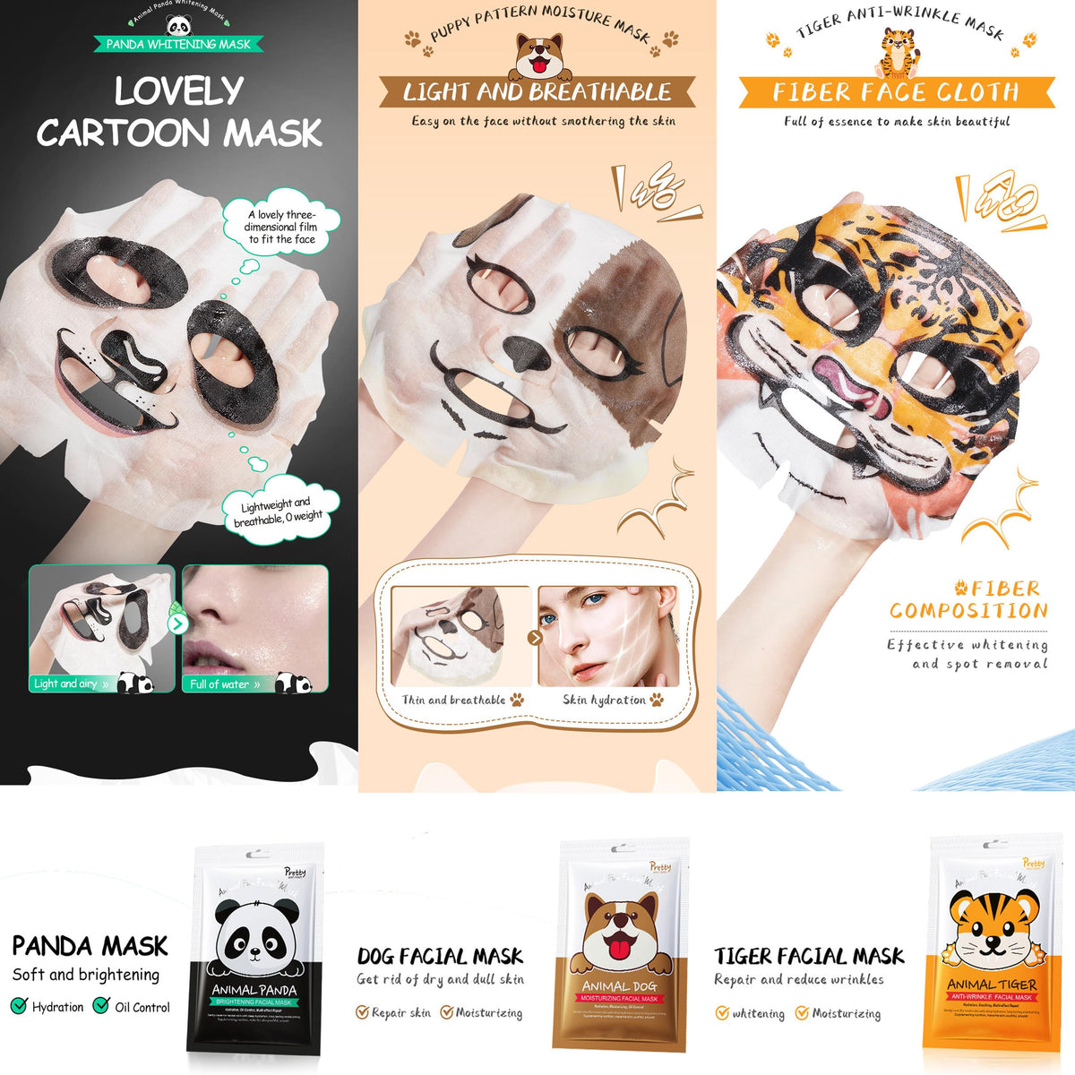 Meleell animal mask designs display offering fun self-care looks