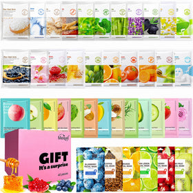 Meleell front packaging showing 40-mask bulk set and benefits