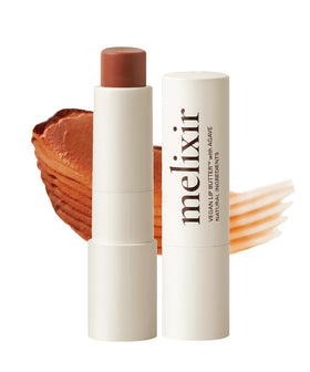 Melixir lip butter front packaging showing compact travel-friendly balm benefit