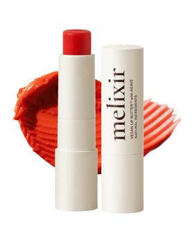 Melixir lip butter front packaging showing shade and compact convenience