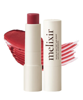 Melixir lip butter front packaging showing shade and compact design for easy carrying