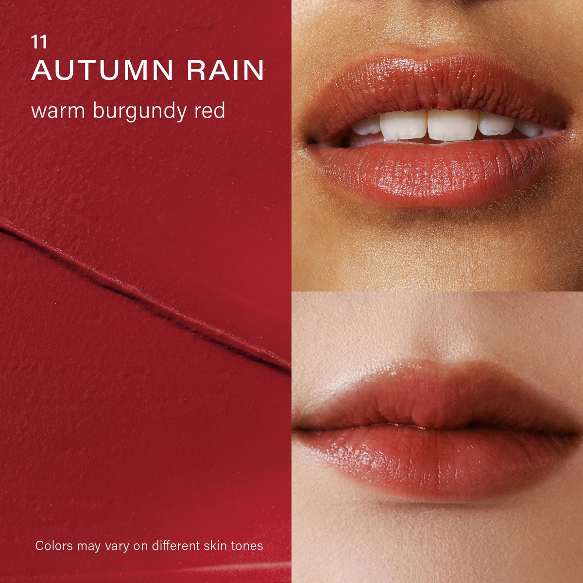 melixir lip butter swatch on fair skin revealing Autumn Rain tint, natural color