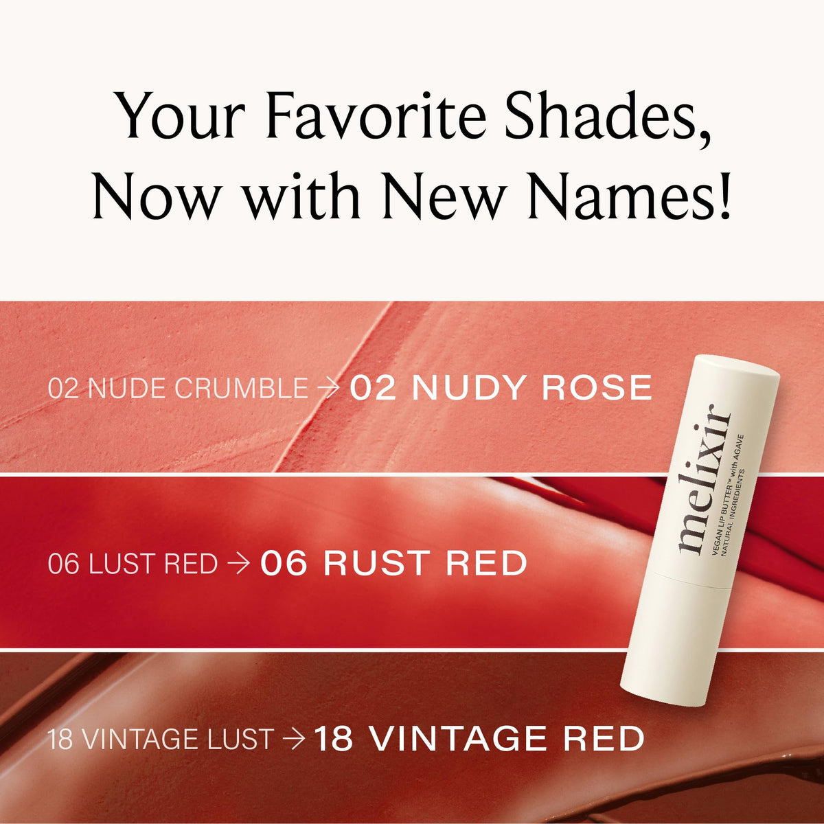 Melixir lip butter texture swatch on skin showing creamy plant-based formula benefits