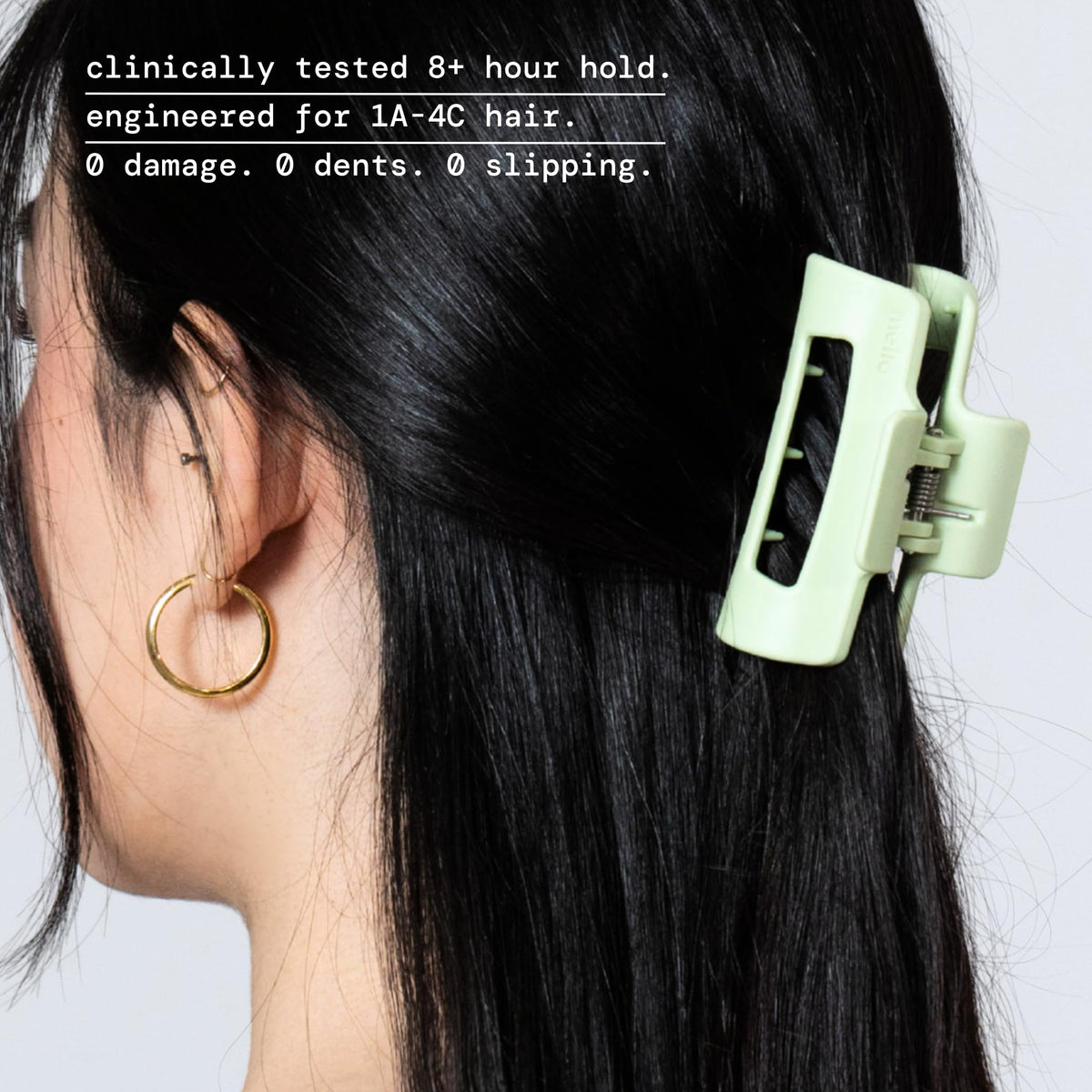 MELLO CloudFlex side profile clipped in hair to show low-profile comfort