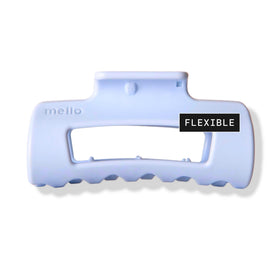 MELLO front view of small light blue clip showing secure clasp and compact design