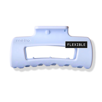 MELLO front view of small light blue clip showing secure clasp and compact design