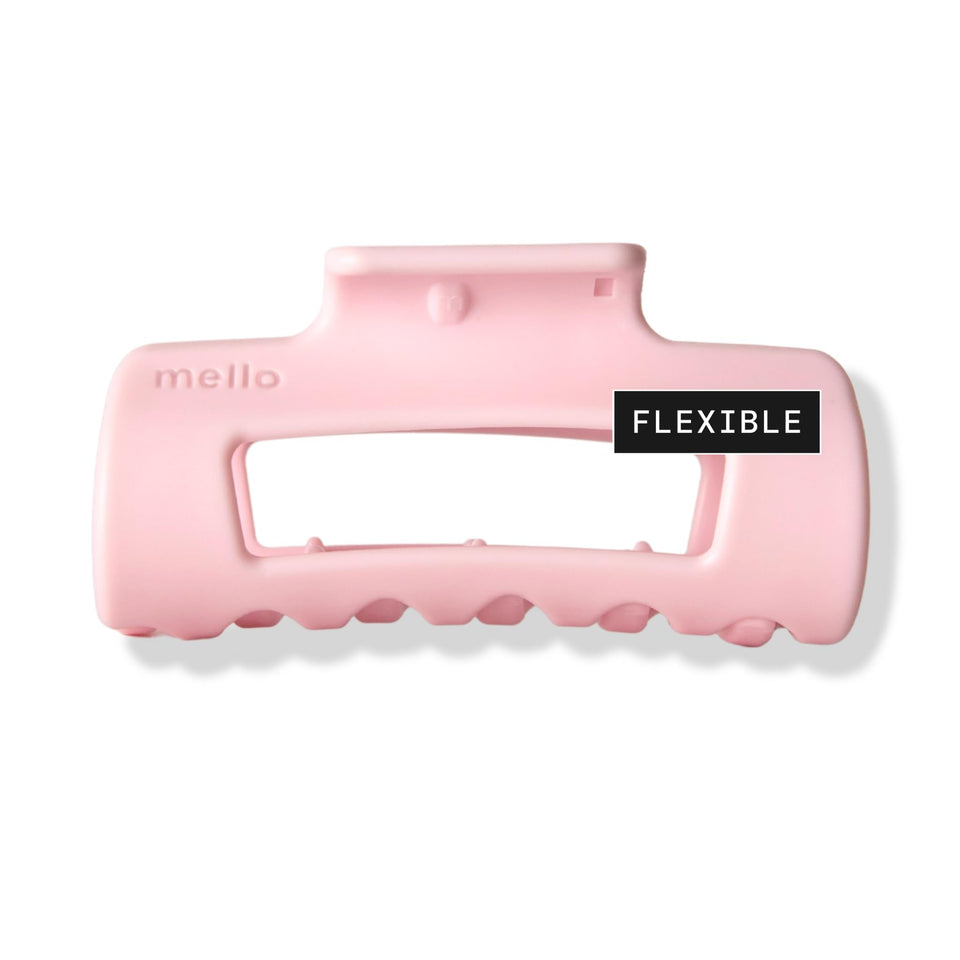 MELLO front view of small pink clip showing shape and matte finish for subtle style
