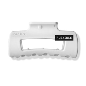 MELLO front view of small white clip showing matte finish and compact design — comfortable hold