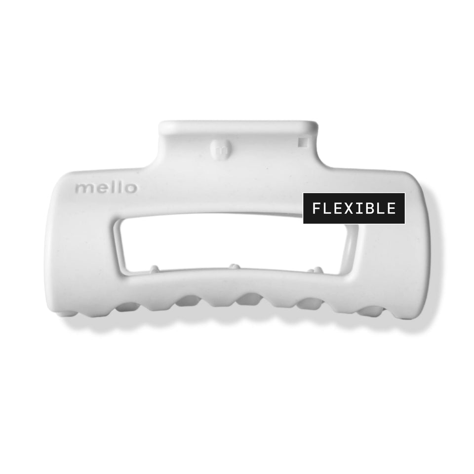 MELLO front view of small white clip showing matte finish and compact design — comfortable hold