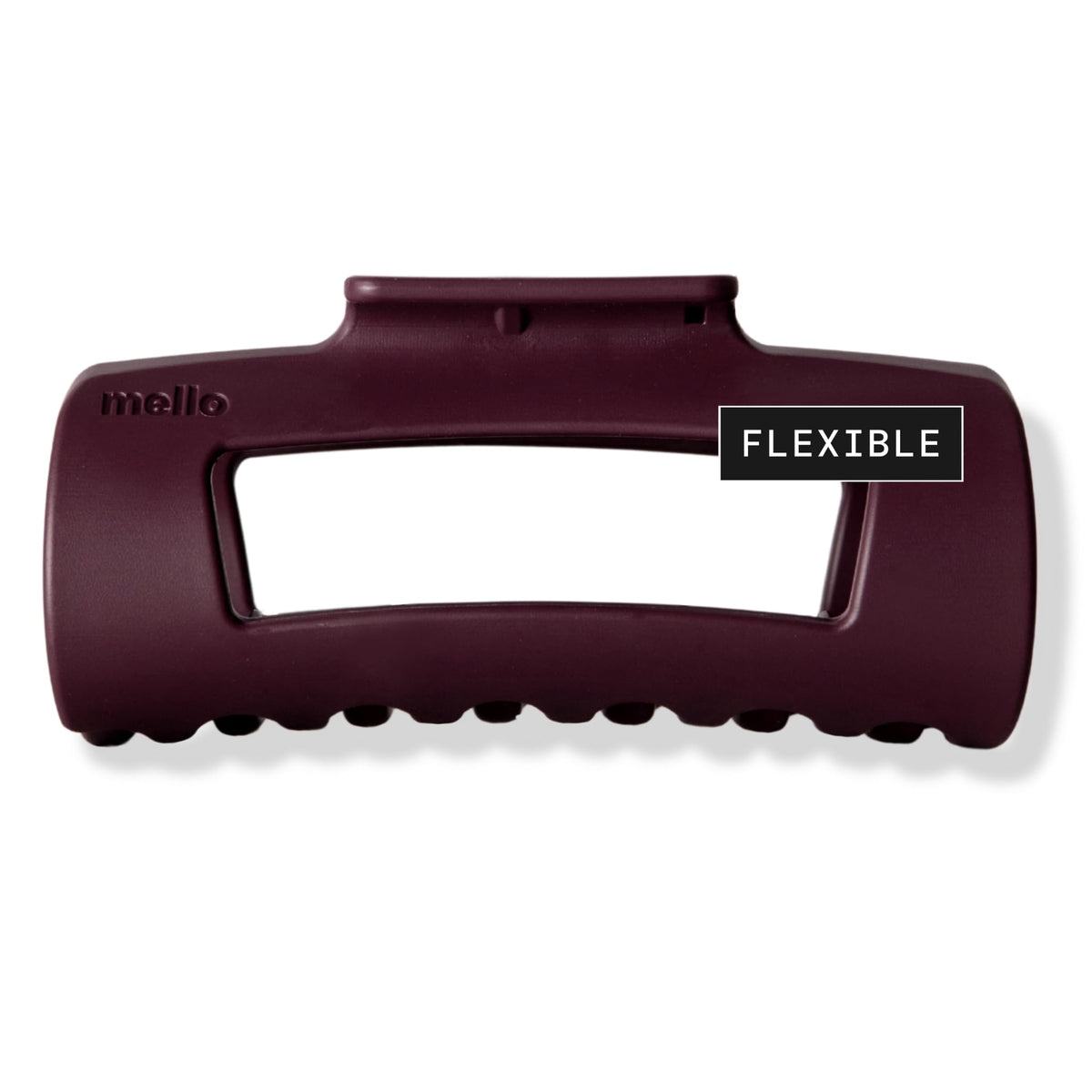 MELLO medium clip front view showing shape and burgundy color for secure styling