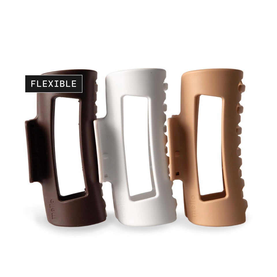 MELLO front view of medium claw clip showing neutral color and shape for everyday use