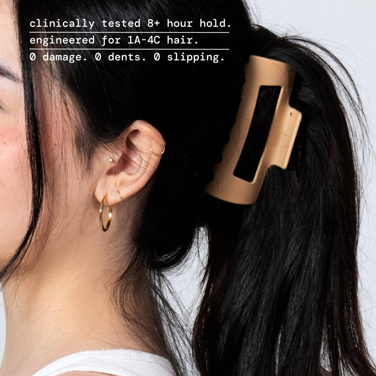 MELLO side profile highlighting clip thickness and matte non-slip finish benefit