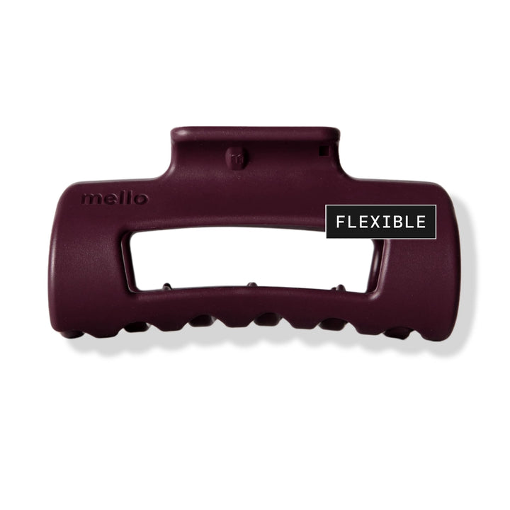 MELLO small hair clip front view showing compact burgundy styling and secure grip