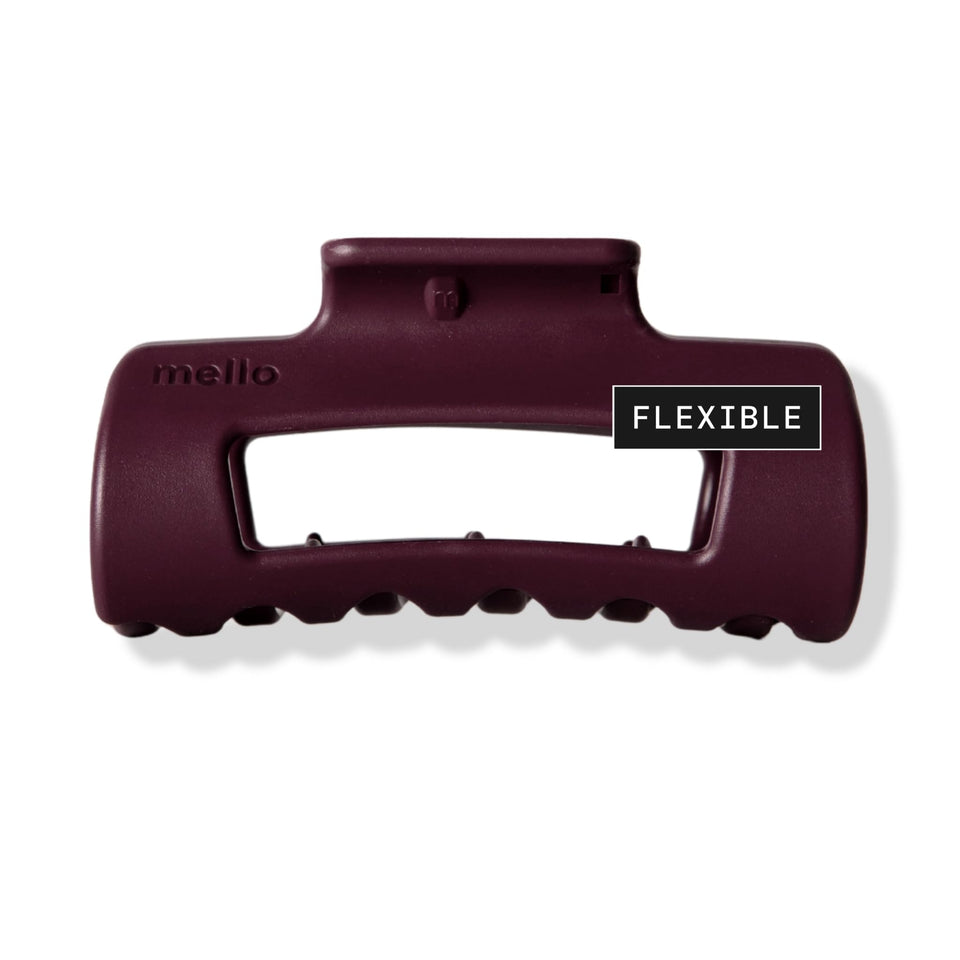 MELLO small hair clip front view showing compact burgundy styling and secure grip