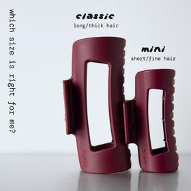 MELLO clip worn in a half-up hairstyle showing reliable hold and neat finish