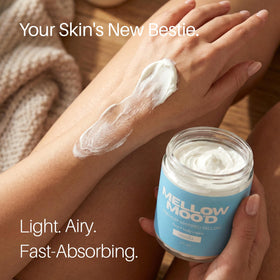 Mellow Moo'd whipped tallow texture close-up, highlights smooth absorbency