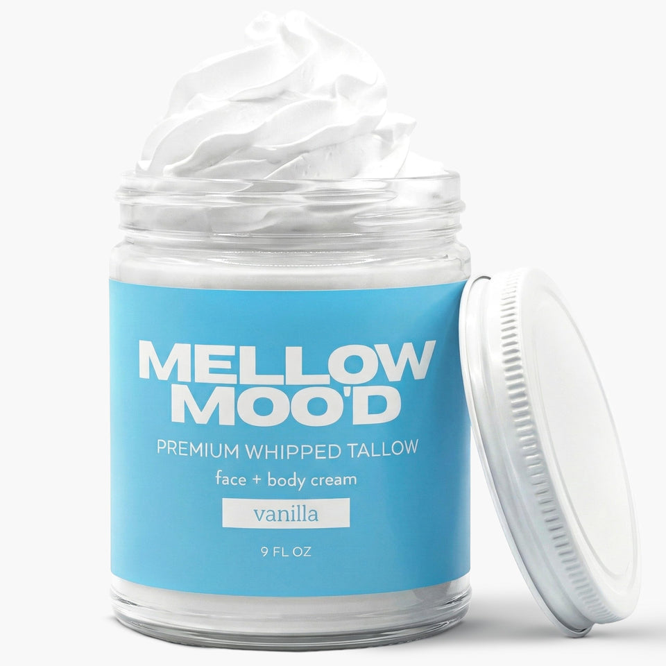 Mellow Moo'd front jar showing branding and size, conveys generous value