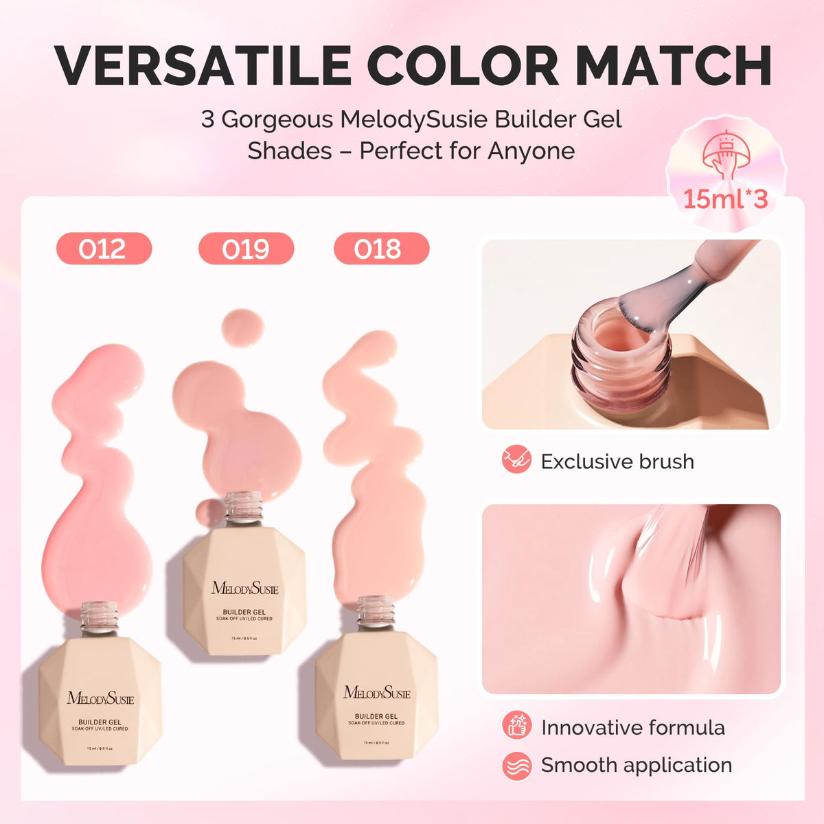 MelodySusie built-in brush and cap detail offering precise application control