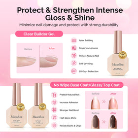 MelodySusie builder base and top coat bottles showing durable layering benefits