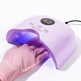 MelodySusie front view of purple lamp showing full opening and benefit of compact design
