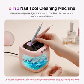 MelodySusie cleaning nail drill bits in tank demonstrating deep cleaning