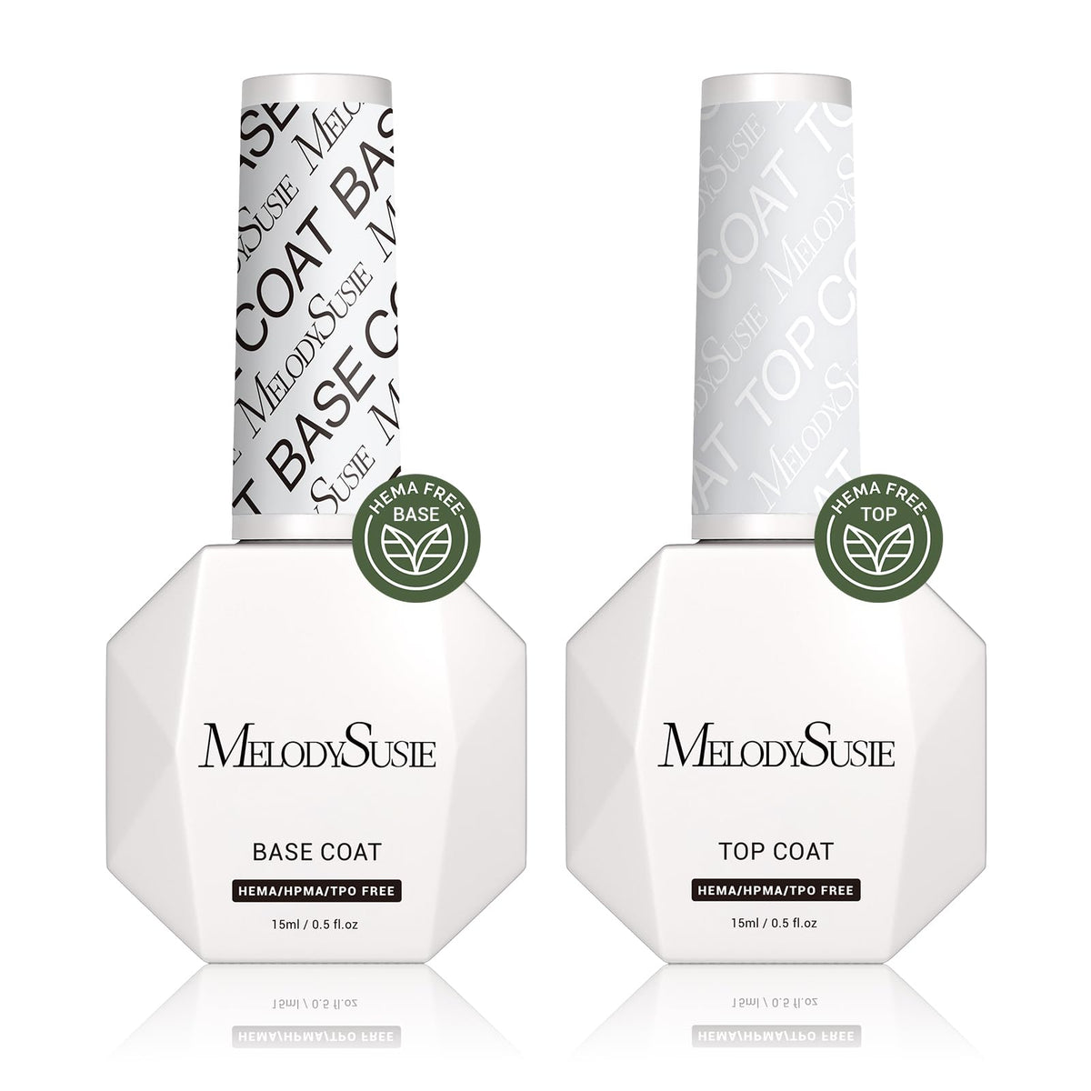 MelodySusie front packaging showing both base and top coat for clear identification and benefit