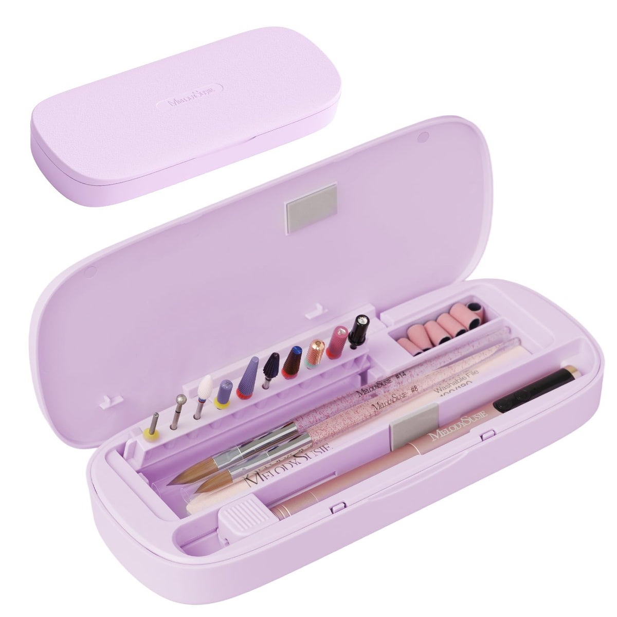 MelodySusie front view showing durable purple ABS lid and clear visibility