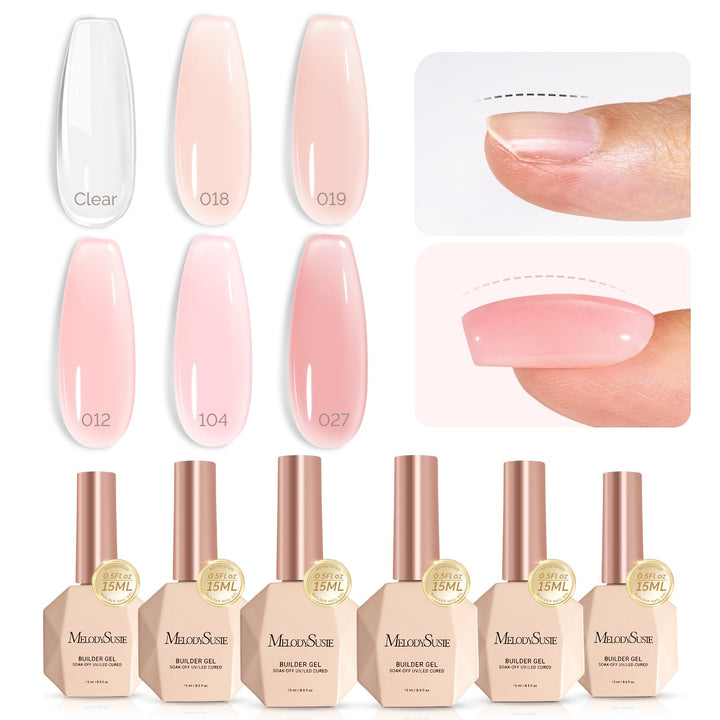 MelodySusie front packaging showing full builder gel set and labels for easy selection
