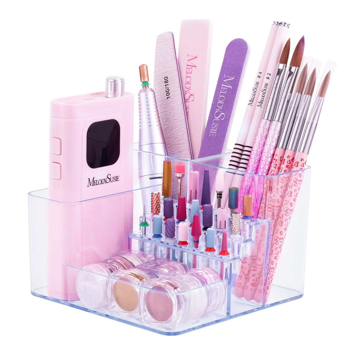 MelodySusie front view of clear organizer showing elegant storage and fast access