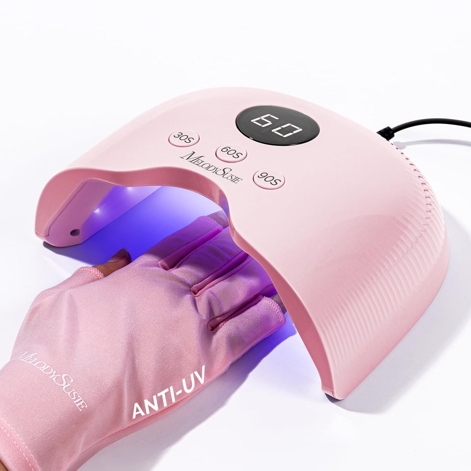 MelodySusie front view showing compact pink lamp and tidy workspace benefit