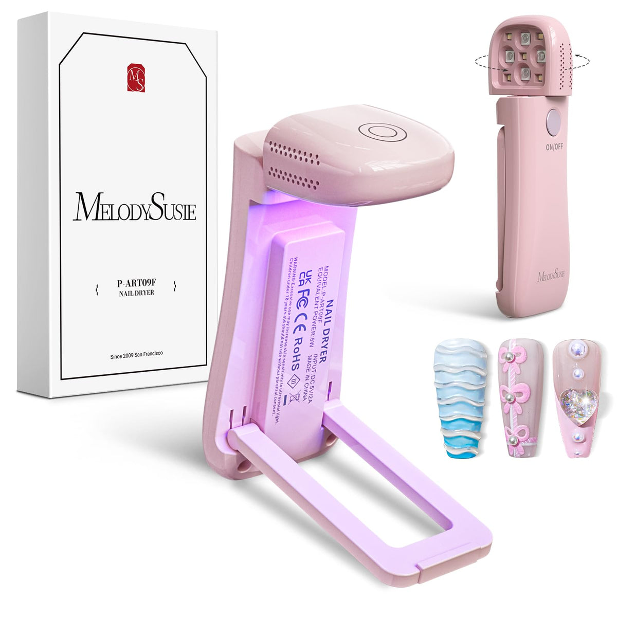 MelodySusie front view folded portable lamp showing compact design and travel convenience