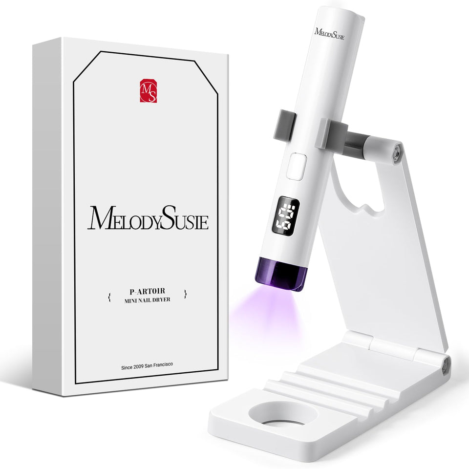 MelodySusie front view with stand showing compact hands-free curing benefit