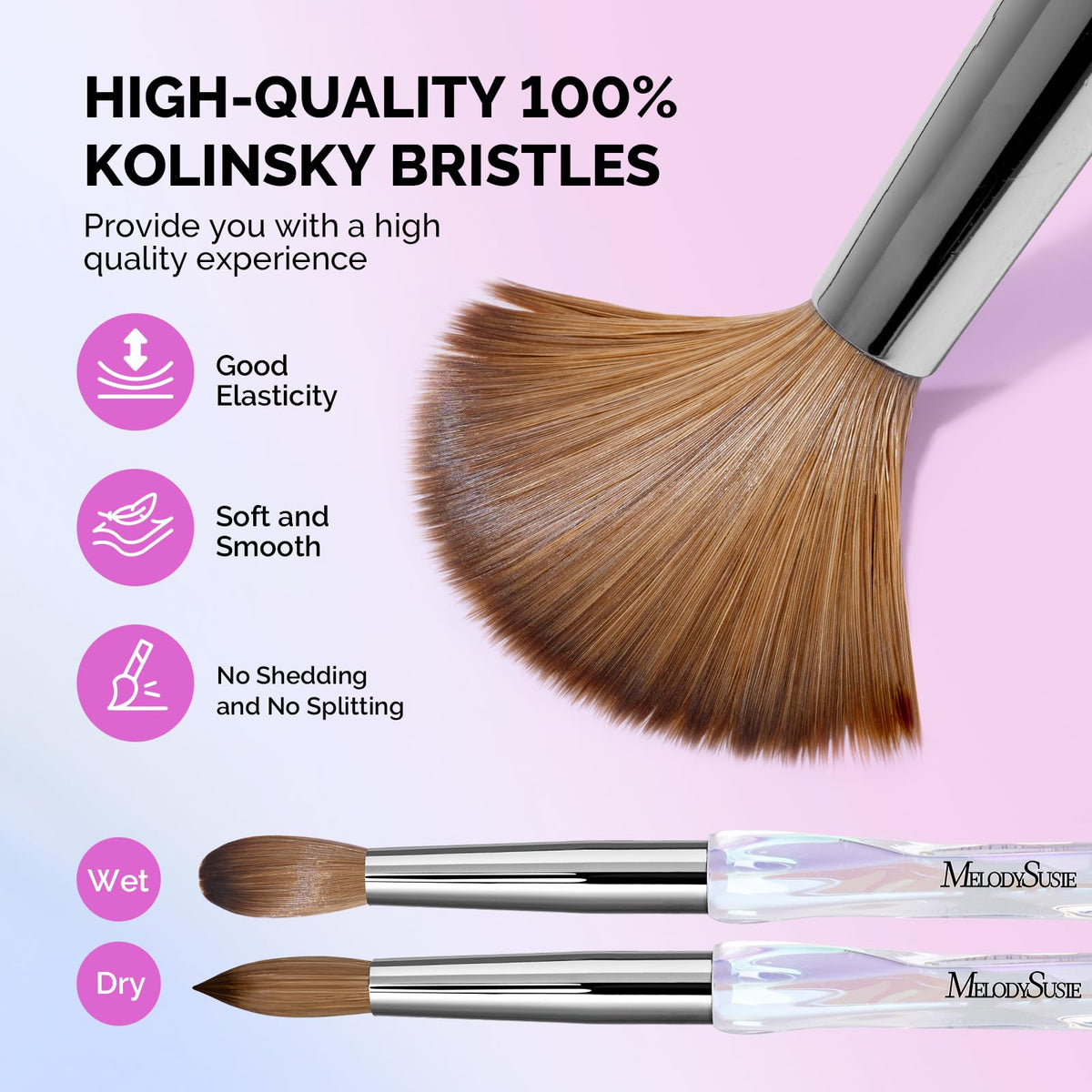 MelodySusie brush used to sculpt an acrylic extension demonstrating accuracy and smooth finish
