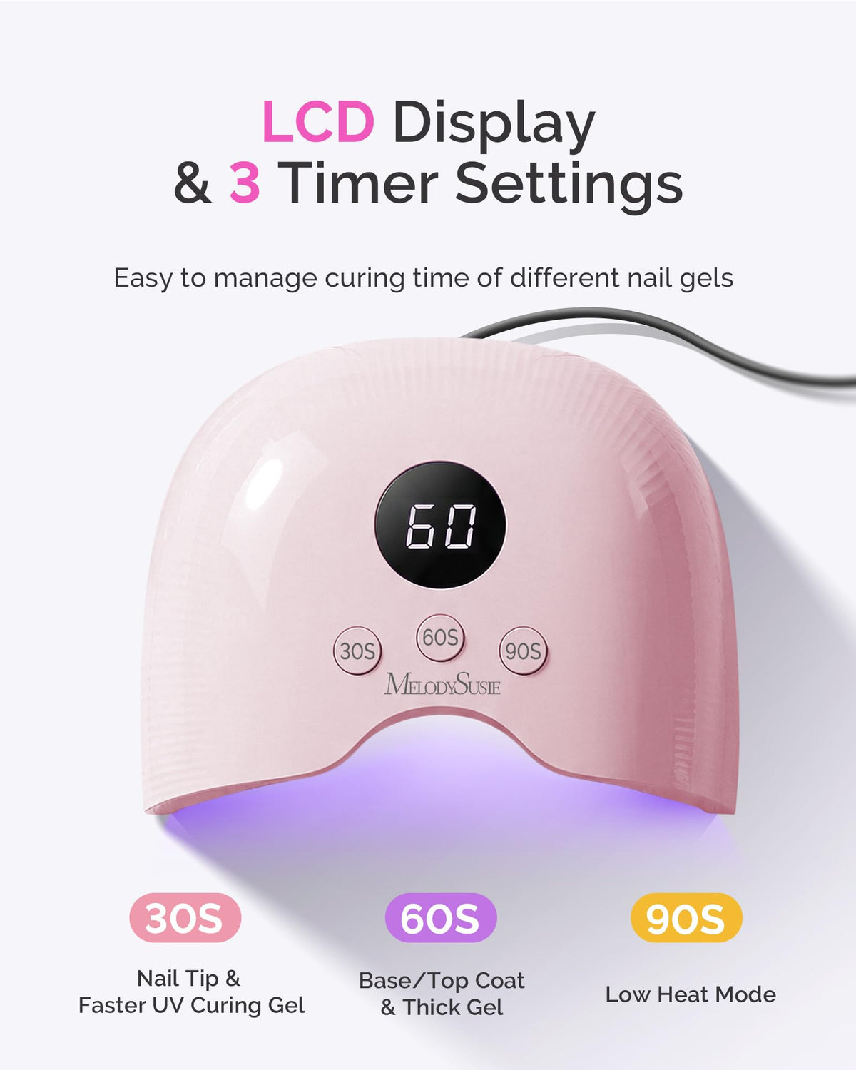 MelodySusie in-use with hand inside lamp for hands-free, sensor-activated curing